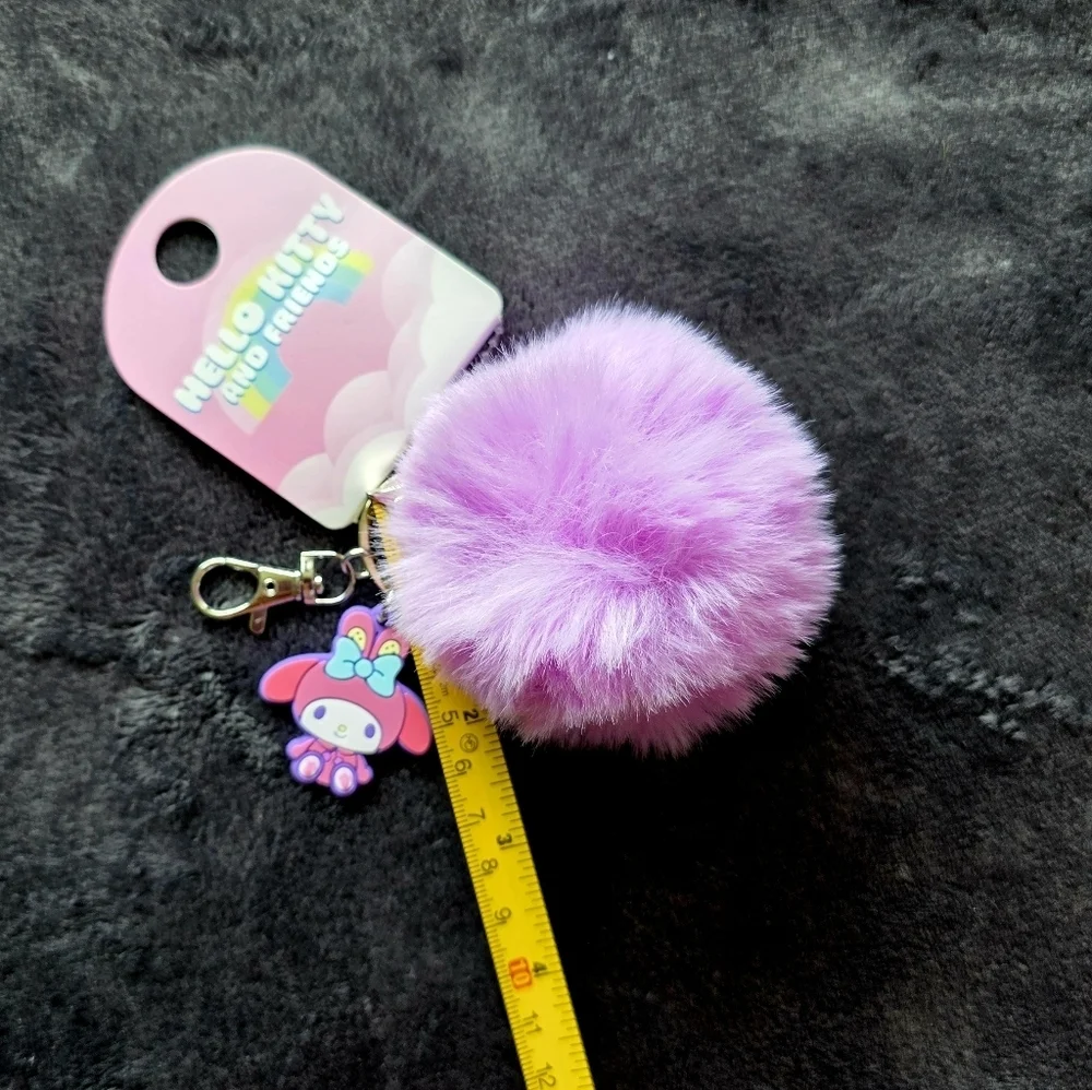 New Hello Kitty and Friends Sanrio My Melody Multi-Color/ Lilac Pom Pom Keychain